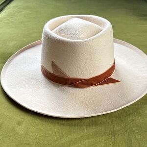 Lack Of Color Cream Hat with Brown Band